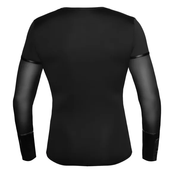 NEK - camiseta negra de manga larga con tirantes cruzados para hombre