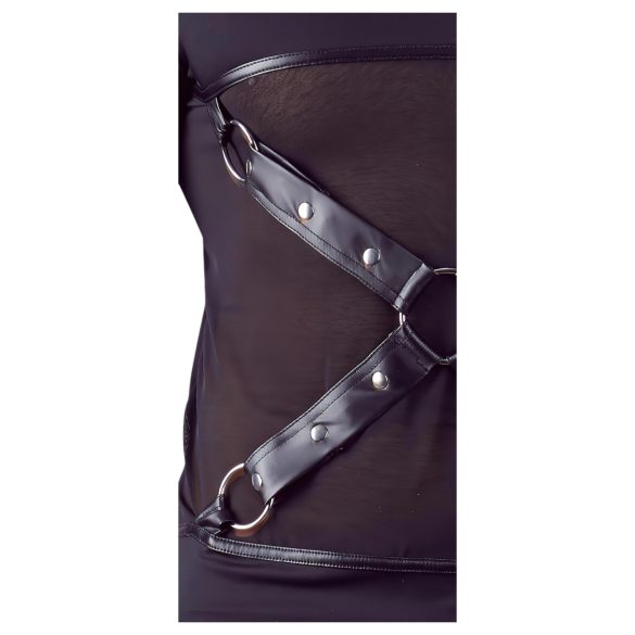 NEK - camiseta negra de manga larga con tirantes cruzados para hombre