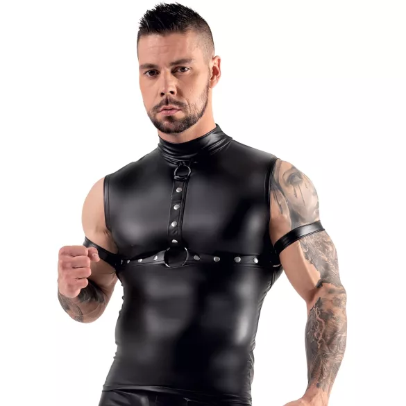 Svenjoyment - top masculino sin mangas pecho abierto - negro - L