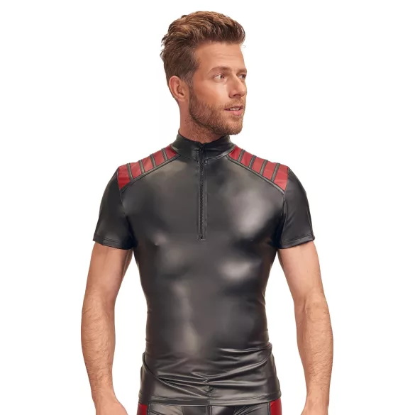 NEK - sudadera hombre cremallera detalle rojo - negro