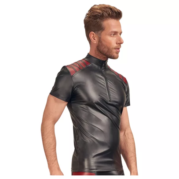 NEK - sudadera hombre cremallera detalle rojo - negro
