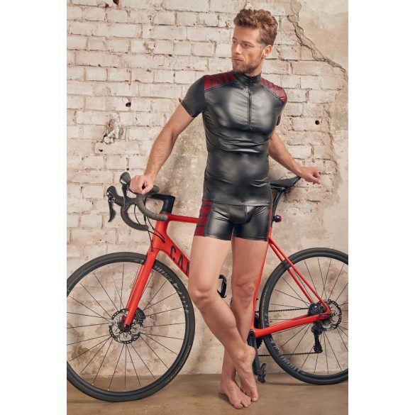 NEK - sudadera hombre cremallera detalle rojo - negro