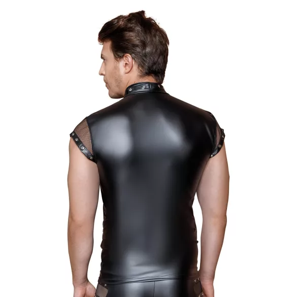 NEK - Camiseta para hombre con remaches y panel de red (negra)