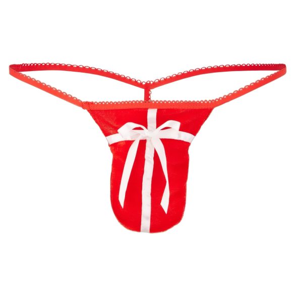 Ajándék - tanga masculina navideña - microfibra roja - talla S-L