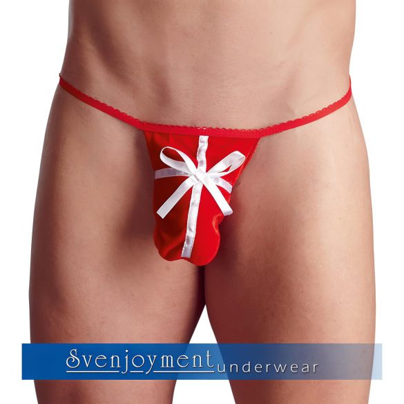 Ajándék - tanga masculina navideña - microfibra roja - talla S-L
