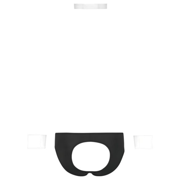 Svenjoyment - tanga de camarero para hombre - set disfraz - negro y blanco