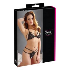 Cottelli - Conjunto de encaje abierto (negro)