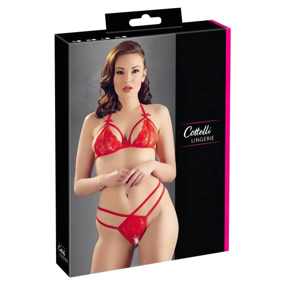 Cottelli - set de sujetador de encaje abierto (rojo)