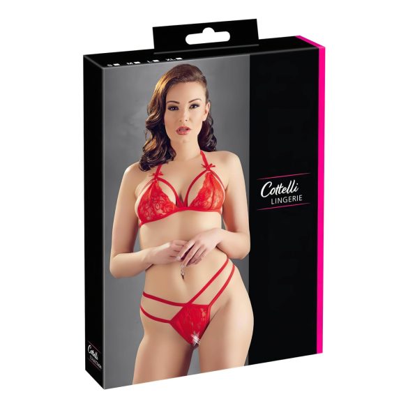 Cottelli - set de sujetador de encaje abierto (rojo) - M