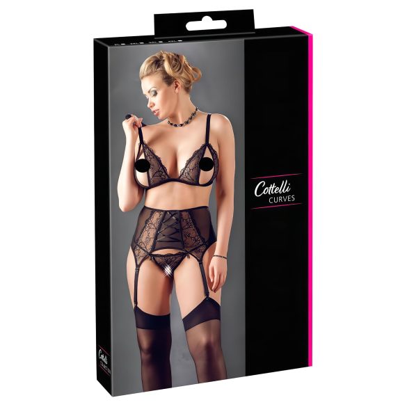 Cottelli Talla Grande - Conjunto de encaje (negro) - XXXXL