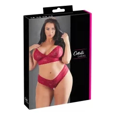   Cottelli Plus Size - conjunto de lencería encaje suave - rojo - 3XL