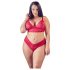 Cottelli Plus Size - suave set de encaje (rojo) - 3XL