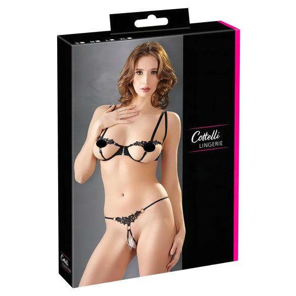 Cottelli - set de sujetador bordado brillante (negro)