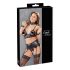 Conjunto Bondage Cottelli - lencería brillante de encaje (4 piezas)