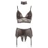 Conjunto Bondage Cottelli - lencería brillante de encaje (4 piezas)