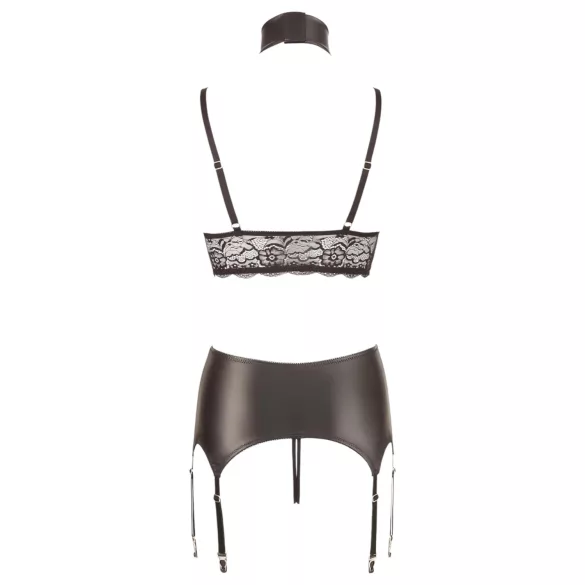 Cottelli Bondage - conjunto de lencería brillante con encaje 4 piezas - XL