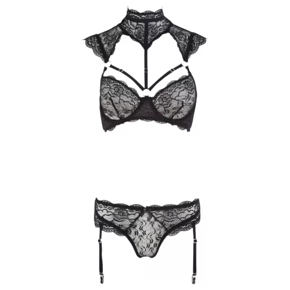 Cottelli - conjunto de encaje con cuello (negro)