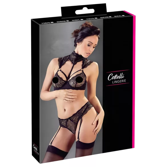 Cottelli - conjunto de encaje con cuello (negro) - 85B/L