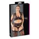 Cottelli Plus Size - Conjunto negro de encaje y strass - 3XL