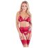Conjunto Lencería Brillante con Cadenas - Rojo