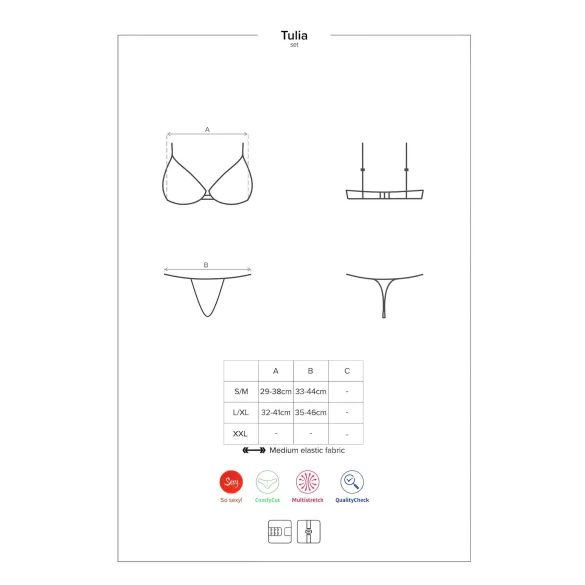 Obsessive Tulia - conjunto de lencería con encaje - negro y rosa