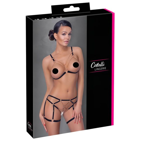 Cottelli - Arnes de cuerpo con cadena - 2 piezas (negro)