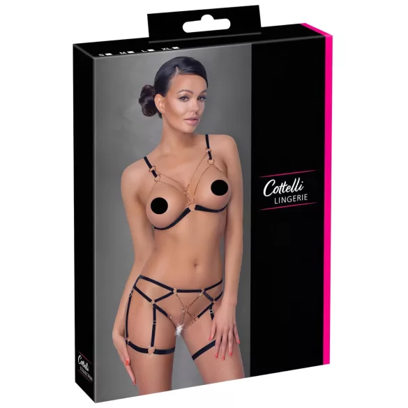 Cottelli - arnés corporal decorativo con cadenas - 2 piezas - negro - M