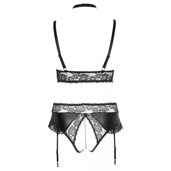 Cottelli Curves - conjunto de lencería efecto brillante - negro