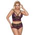 Cottelli Plus Size - Conjunto floral (negro-morado)