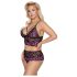 Cottelli Plus Size - Set floral sujetador (negro-violeta)