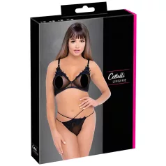   Cottelli - conjunto de sujetador transparente y encaje (negro)