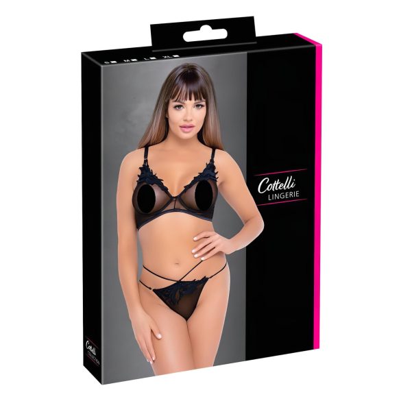 Cottelli - conjunto de sujetador transparente y encaje (negro) - M