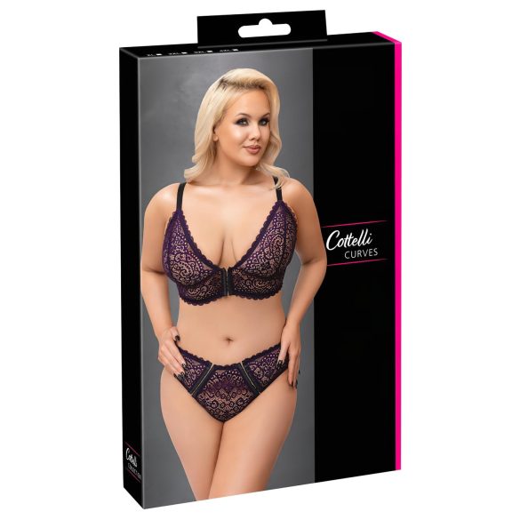 Cottelli Plus Size - juego de sujetador transparente con diseño (lila)