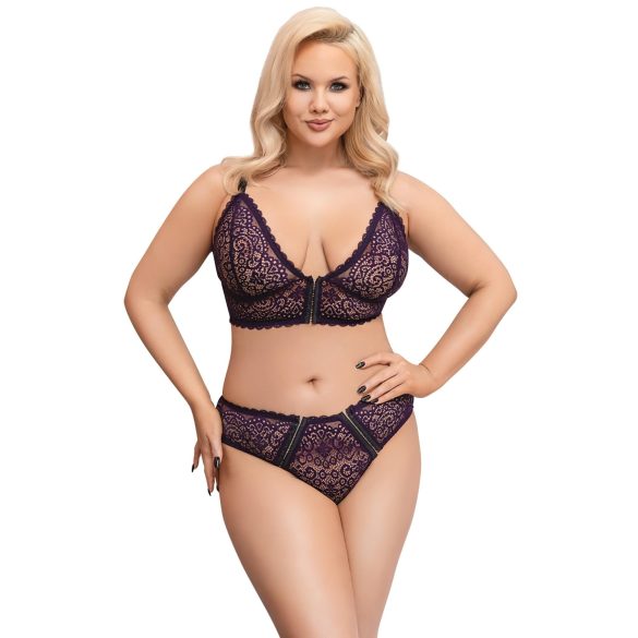Cottelli Plus Size - juego de sujetador transparente con diseño (lila) - 2XL