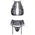 Beso tentador: Set de sujetador de encaje halter (negro) - L/XL