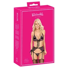   Besable - conjunto de sujetador bordado rosa-lila (negro) - L/XL