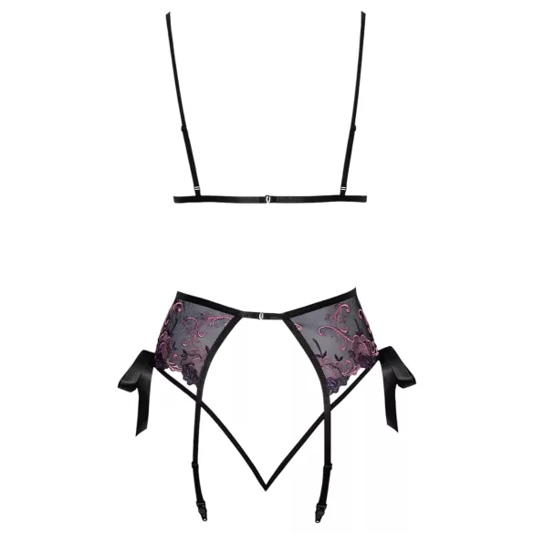 Besable - conjunto de sujetador bordado rosa-lila (negro) - L/XL