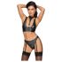 Cottelli Bondage - Conjunto brillante con esposas (negro)