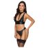Cottelli Bondage - brillante conjunto de sujetador con esposas (negro)