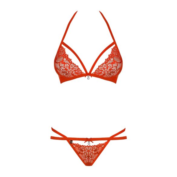 Obsessive - conjunto lencería con tirantes - encaje rojo