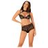 Obsessive Elizenes - conjunto de sujetador transparente y estampado (negro)