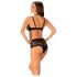 Obsessive Elizenes - conjunto de sujetador transparente y estampado (negro)