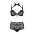 Obsessive Elizenes - conjunto de sujetador transparente y estampado (negro)