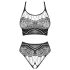 Obsessive K103 - Conjunto de red elástico y abierto (negro) - Tallas S-L