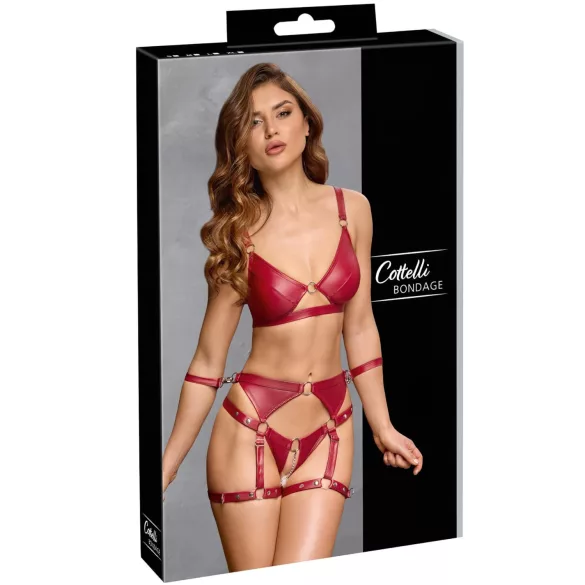 Cottelli Bondage - Conjunto rojo brillante y esposas