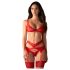 Obsessive Cupid Desir - Conjunto de lencería de encaje (rojo)