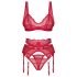 Obsessive Cupid Desir - Conjunto de lencería de encaje (rojo)