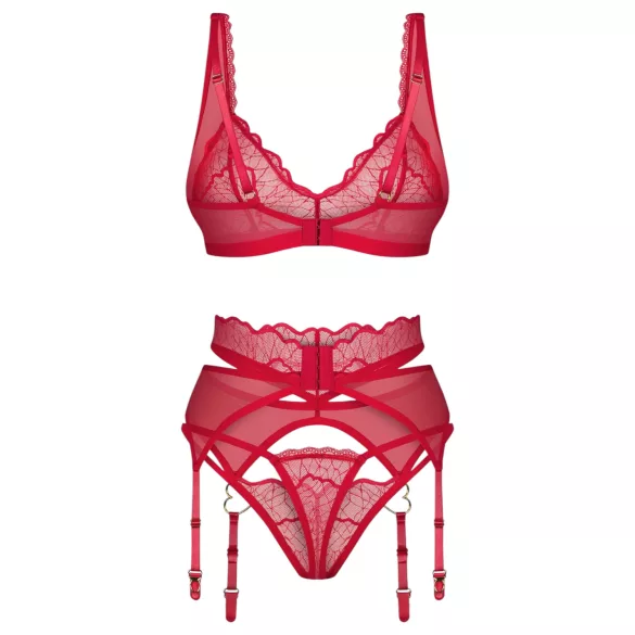 Obsessive Cupid Desir - conjunto lencería encaje - rojo