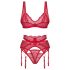 Obsessive Cupid Desir - Conjunto de lencería de encaje (rojo)