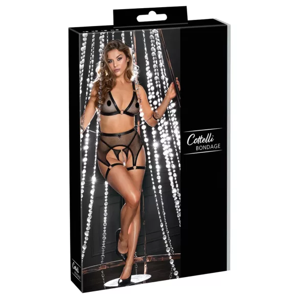 Cottelli Bondage - conjunto de red transparente con cadenas - negro - M